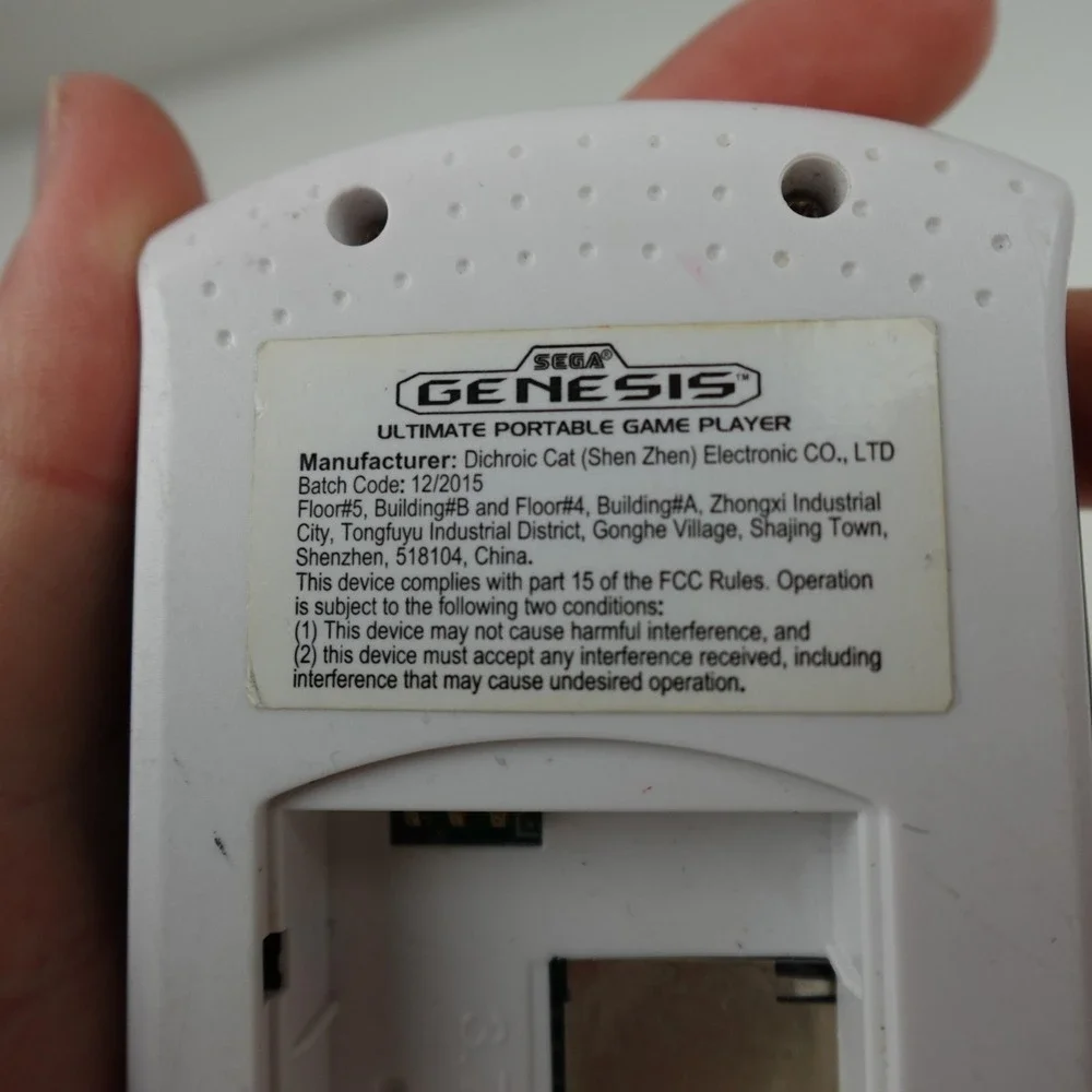 SEGA Genesis Ultimate Portable Game Player Handheld White No Battery Cover